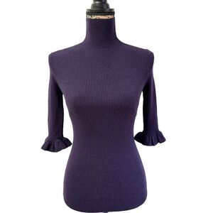 Burberry Women's Purple 100% Cashmere Half Sleeve Turtleneck Sweater Sz S